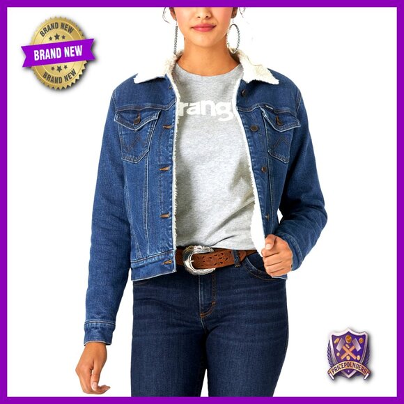Sherpa Lined Denim Jacket Retro Classic Fit Cozy Warm Western Style